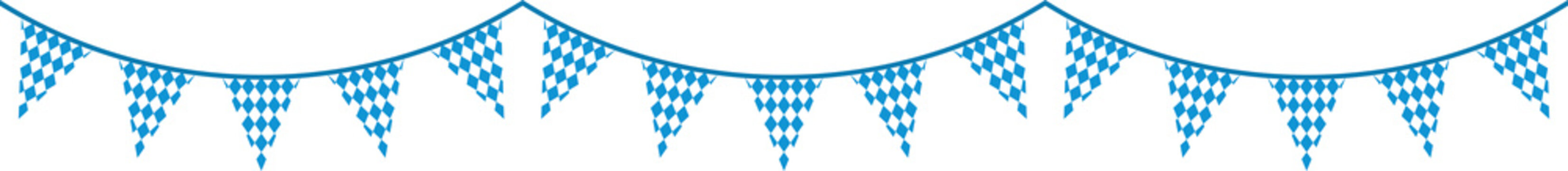 Seamless Bavarian Flag Party Bunting with Blue and White Diamond Pattern for Oktoberfest