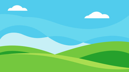 Calm Green Landscape with Blue Sky