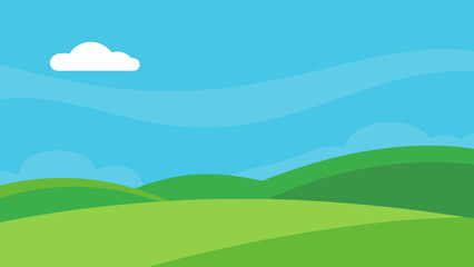 Fototapeta premium Calm Green Landscape with Blue Sky