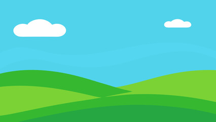 Obraz premium Calm Green Landscape with Blue Sky