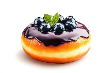 Dessert Chocolate Donut with Blueberries