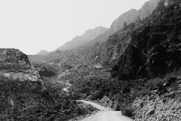 Mountain landscape in the mountains in monochrome, gives a completely different perspective to the...