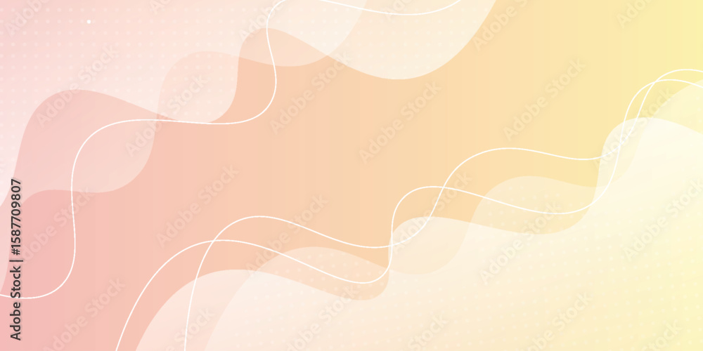 Aufkleber minimalist abstract background with fluid gradient shapes and wavy lines. pink and yellow gradient b