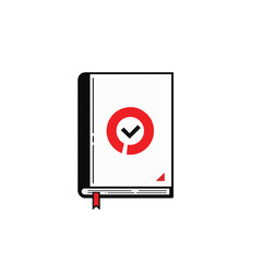 Minimalist black and white book with red accent on white background, design concept