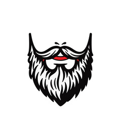 Obraz premium Stylized beard illustration in black and white with red accent, creativity