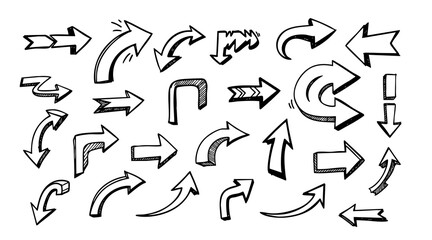 Hand-Drawn Arrow Collection Variety of Directional Signifiers in Vector Format for Design and Visual Communication