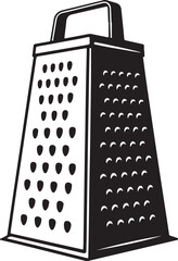 Black kitchen grater silhouette with handle and holes kitchen utensil food preparation