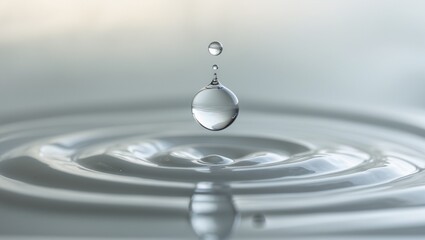 A clean, clear water drop creates a motion ripple, a pure splash of liquid aqua