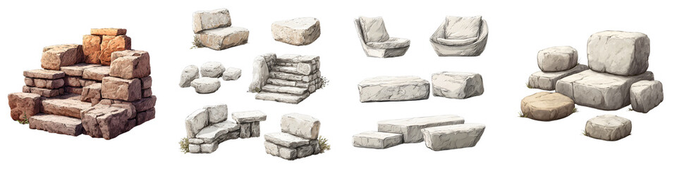 Obraz premium Stone Furniture and Stairs Design Collection