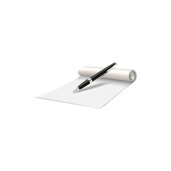 Pen and blank paper stationery illustration isolated on white background