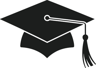 Academic Graduation Cap Vector – Flat Silhouette Illustration for Learning and Achievement Concepts