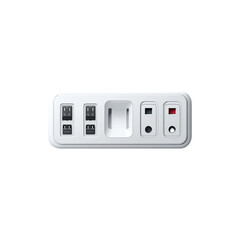 Modern Versatile Wall Socket Panel with Multiple Outlets and Sleek Design Isolated on White Background