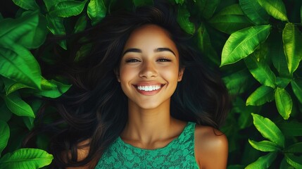 Girl with Green Leaves