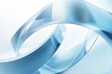 Fototapeta premium Intertwined, translucent ribbons in light blue.