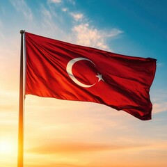 Flag of Turkey at Sunrise