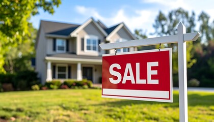 Suburban home for sale sign