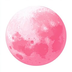 Pink Moon Illustration Gradient Celestial Body with Craters