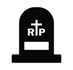 Fototapeta premium Tombstone icon vector. Set of grave vector icons. Rip grave outline vector icon. Gravestone or memorial icon. Vector illustration. 