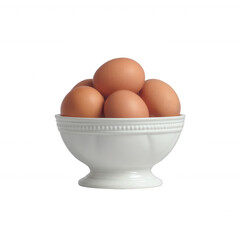 A bowl filled with brown eggs on a white isolated background, showcasing a fresh and natural ingredient perfect for culinary use and healthy living.