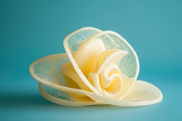 Delicate, layered, pale yellow flower-like structure.