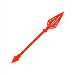 Red Arrowhead Spear Illustration on White Background