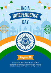 India Independence Day 15th of august celebration or invitation poster template