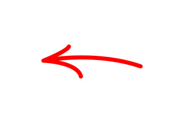 Simple red hand drawn arrow pointing to the left isolated on transparent background