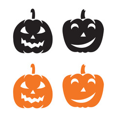 set of halloween pumpkins halloween pumpkin icons Icon illustration of a set of halloween pumpkin silhouettes of plants black and white vector illustration