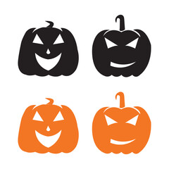 set of halloween pumpkins halloween pumpkin icons Icon illustration of a set of halloween pumpkin silhouettes of plants black and white vector illustration