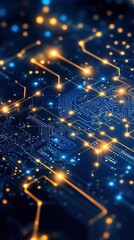 Glowing Circuit Board with Neon Lines – Futuristic Tech Background for Digital Innovation & Cyber Design