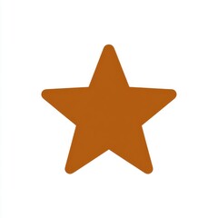Simple Amber Five Pointed Star on White Background