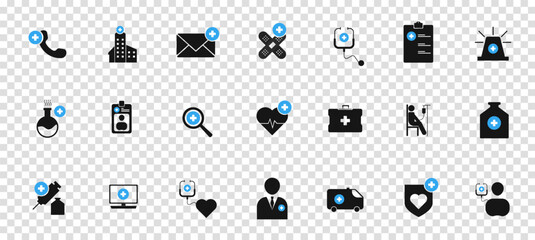 Medical icons set with healthcare and medicine symbols