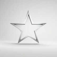 Obraz premium Silver Double Lined Star Shape 3D Render on White Background