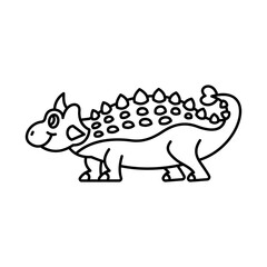 Cute Dinosaur Ankylosaurus Outline Cartoony Illustration