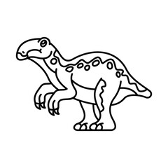 Fototapeta premium Cute Dinosaur Iguanodon Outline Cartoony Illustration