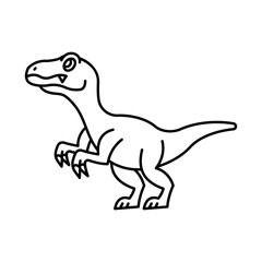 Cute Dinosaur Velociraptor Outline Cartoony Illustration