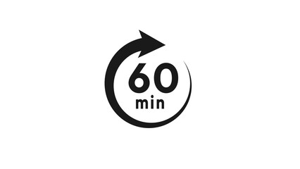 60 minutes countdown timer clock illustration.
