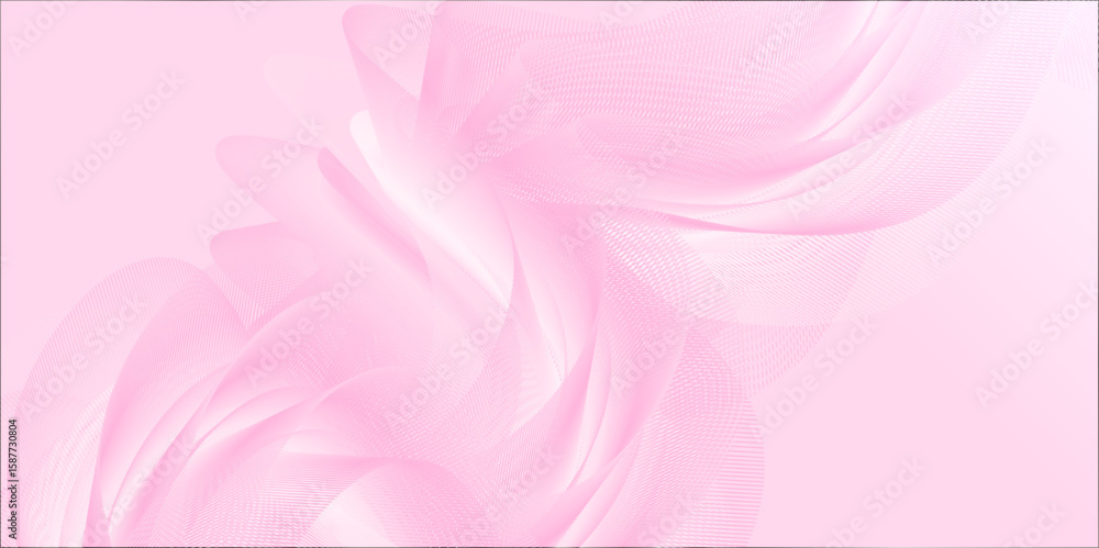Poster abstract design with flowing wave-like patterns in various shades of pink, the gradients create a so
