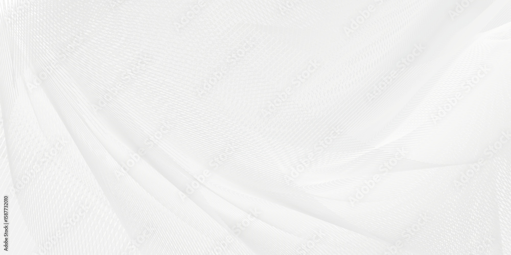 Poster showcases an abstract design with intricate, wave-like patterns in shades of white and light gray, f
