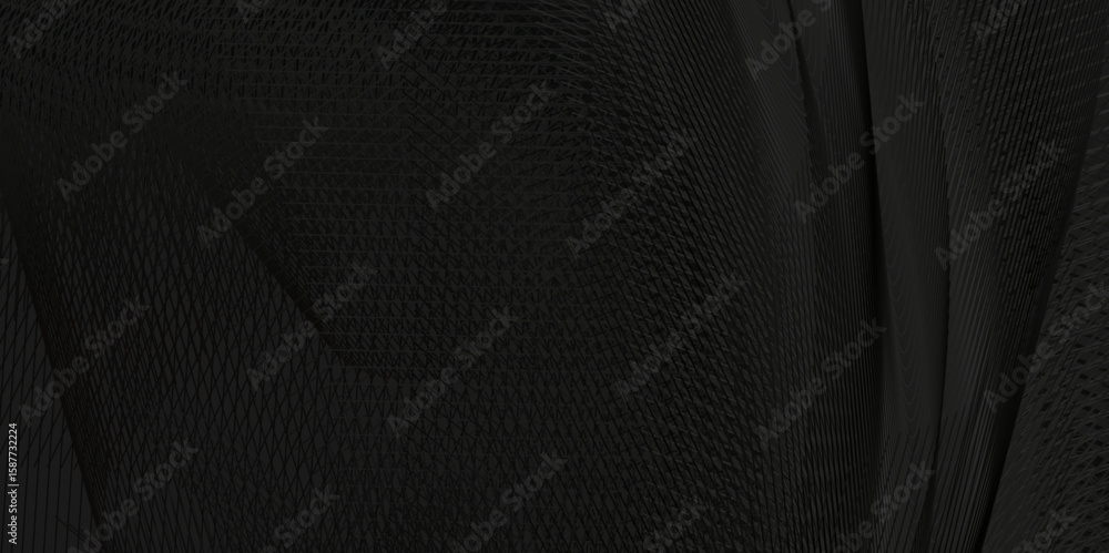 Poster A grid-like pattern adding complexity., The dark background enhances the bold, wave-like patterns in varying shades of dark gray and black.