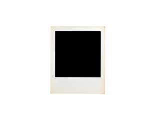 Aged blank instant photo frame with a classic square format and textured border.