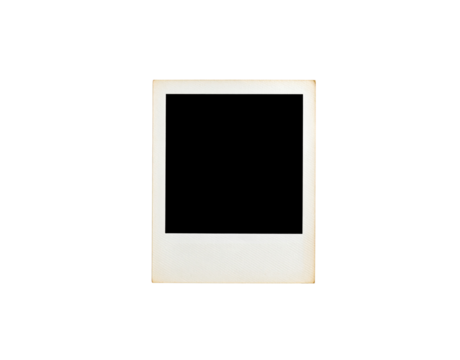 Aged blank instant photo frame with a classic square format and textured border.