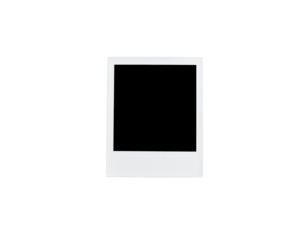 Blank white instant photo frame with a classic retro style and empty square center.