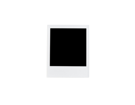 Blank white instant photo frame with a classic retro style and empty square center.