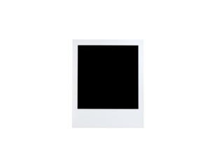 Blank white instant photo frame with a classic square format and empty center for your image.