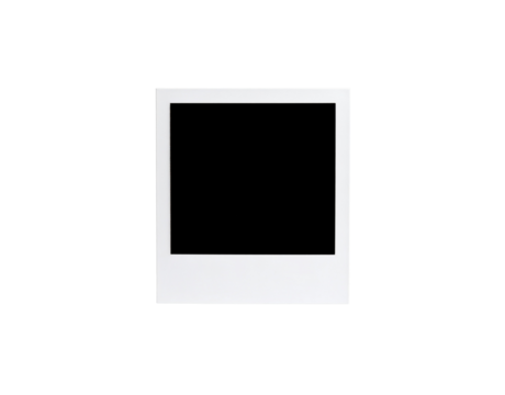 Blank white instant photo frame with a classic square format and retro style.