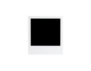 Blank white instant photo frame with a classic square format and thick bottom border 1.