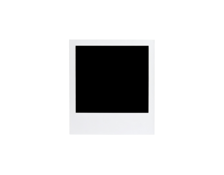 Blank white instant photo frame with a classic square format and thick bottom border 1.