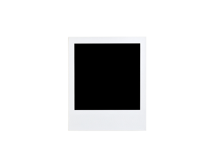 Blank white instant photo frame with a classic textured border and empty space.