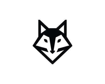 Minimalist geometric wolf head vector logo - Powered by Adobe